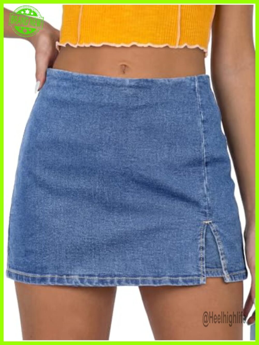 Women's High Waisted Stretchy Denim Skort Mini Jean Skirt for Summer Casual